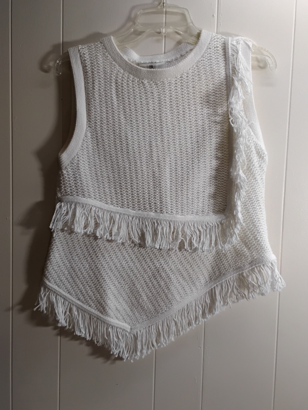 Banana Republic Cream Knit Sleeveless Fringe Top